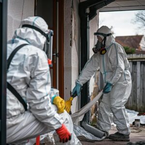 8b61cbe3-c02aa18b-76d9-4468-943f-a8d301572c56.webp Professional asbestos removal team in protective gear working on a residential property
