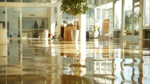 a-a-modern-clean-office-space-97c7bbc0-9f45-4904-8222-f03b5a43046a.webp a modern, clean office space showcases a professional water damage cleanup service in action, with technicians efficiently operating advanced drying equipment amid visibly affected interiors, emphasizing reliability and expertise.