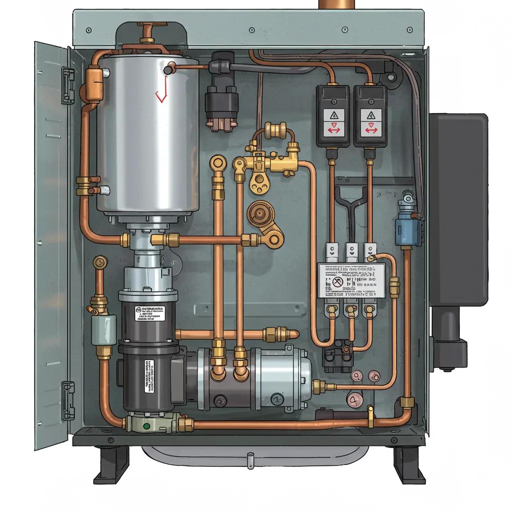 Internal components of an oil burner, highlighting potential malfunction areas