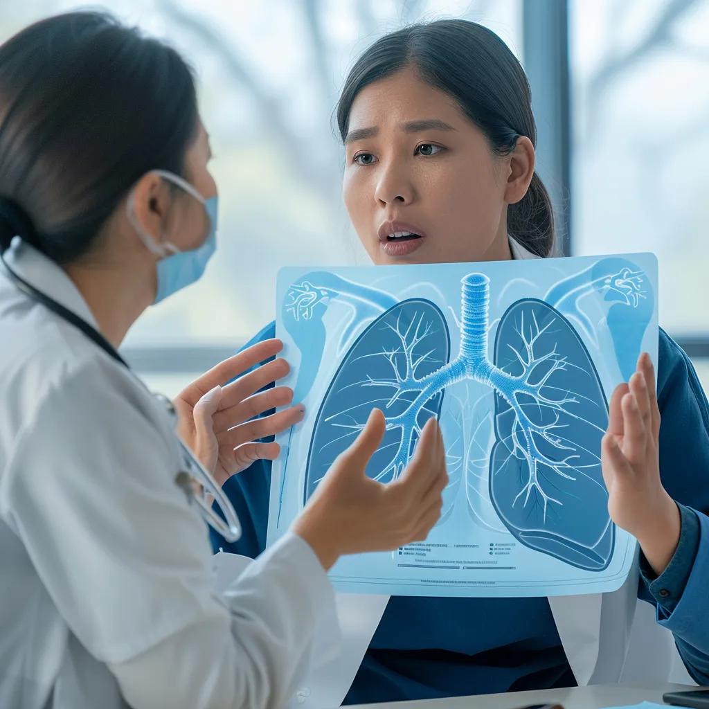 Medical professional discussing lung health risks related to asbestos exposure