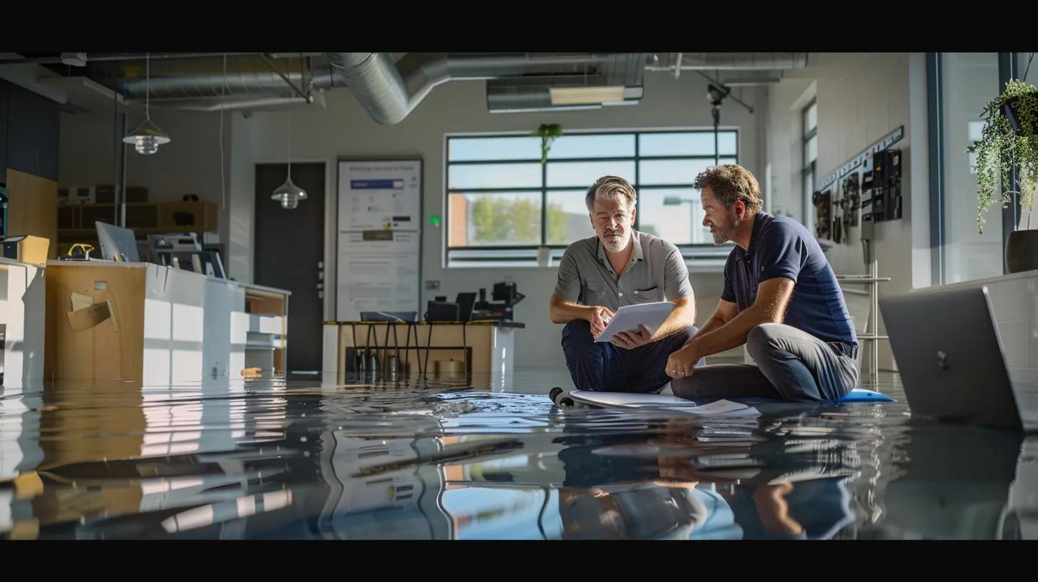 a professional water restoration expert discusses detailed equipment and methodologies with a client in a modern, well-lit office setting, emphasizing clarity and transparency in the restoration process. a professional water restoration expert discusses detailed equipment and methodologies with a client in a modern, well-lit office setting, emphasizing clarity and transparency in the restoration process.