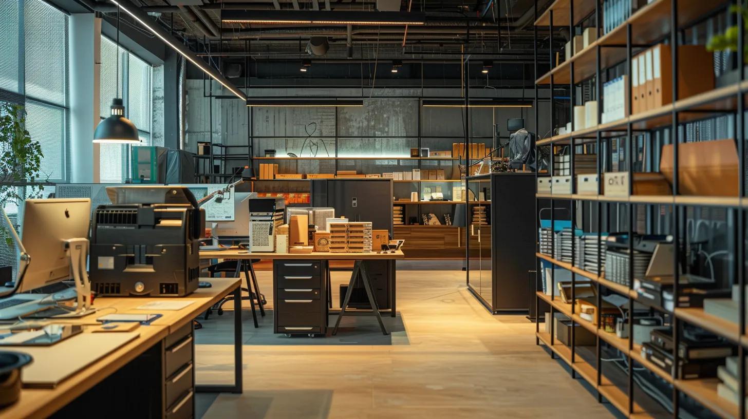 an organized, modern office interior showcases neatly stacked furniture and protected electronic equipment, illustrating the meticulous preparation for water restoration services amidst bright, focused lighting. an organized, modern office interior showcases neatly stacked furniture and protected electronic equipment, illustrating the meticulous preparation for water restoration services amidst bright, focused lighting.