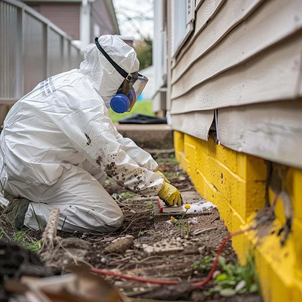 Certified asbestos investigator conducting inspection during professional removal process